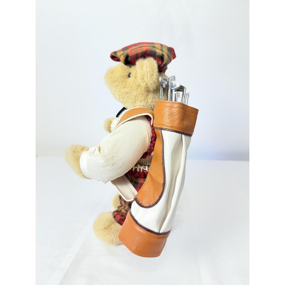 Brown Bear Golfer Outfit Tartan Cap Plush Toy 100 Polyester - Picture 5 of 10